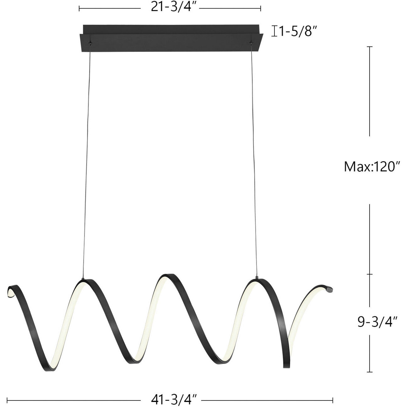 Synergy LED 41.75 inch Black Linear Pendant Ceiling Light