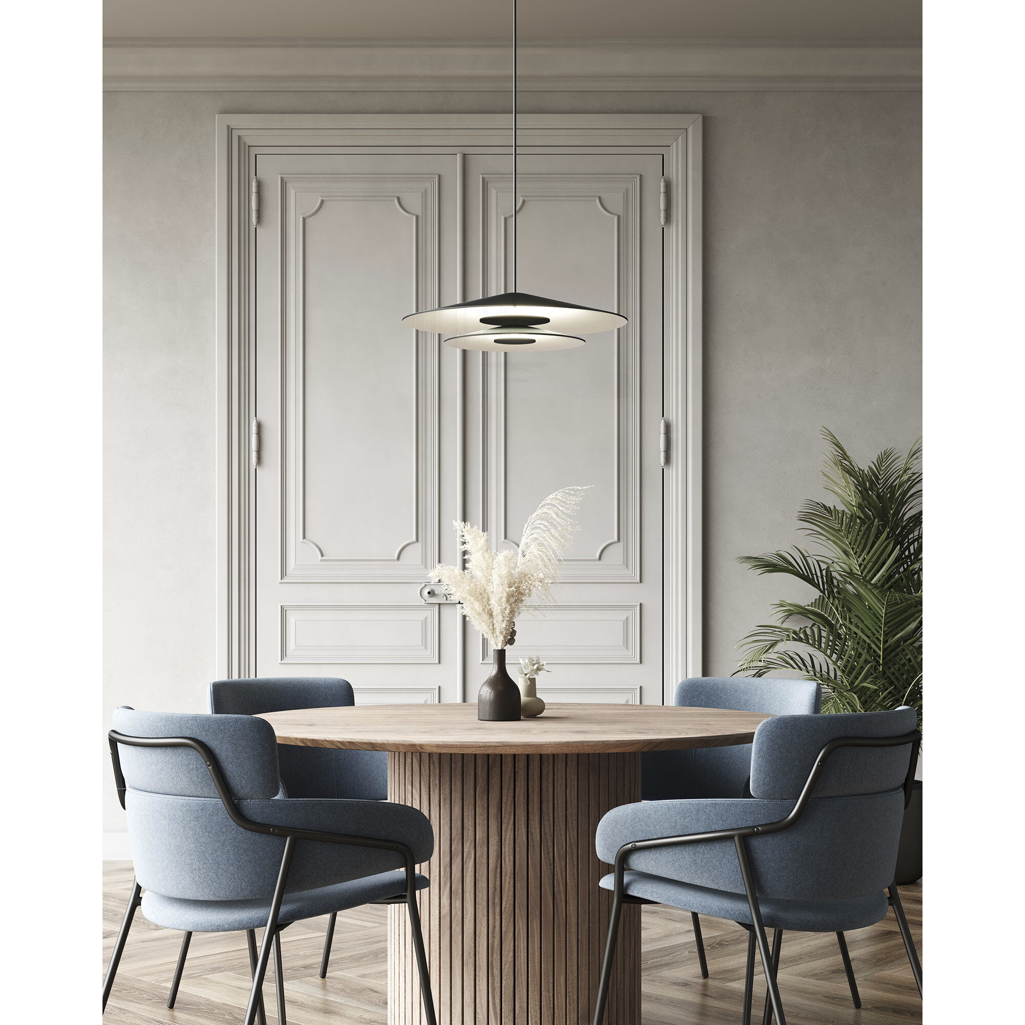 Cruz Pendant Ceiling Light in Metal - Black and White, Spun Aluminum Shade