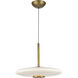 Kyoto Pendant Ceiling Light in Vintage Brass, Glossy Opal Glass Shade