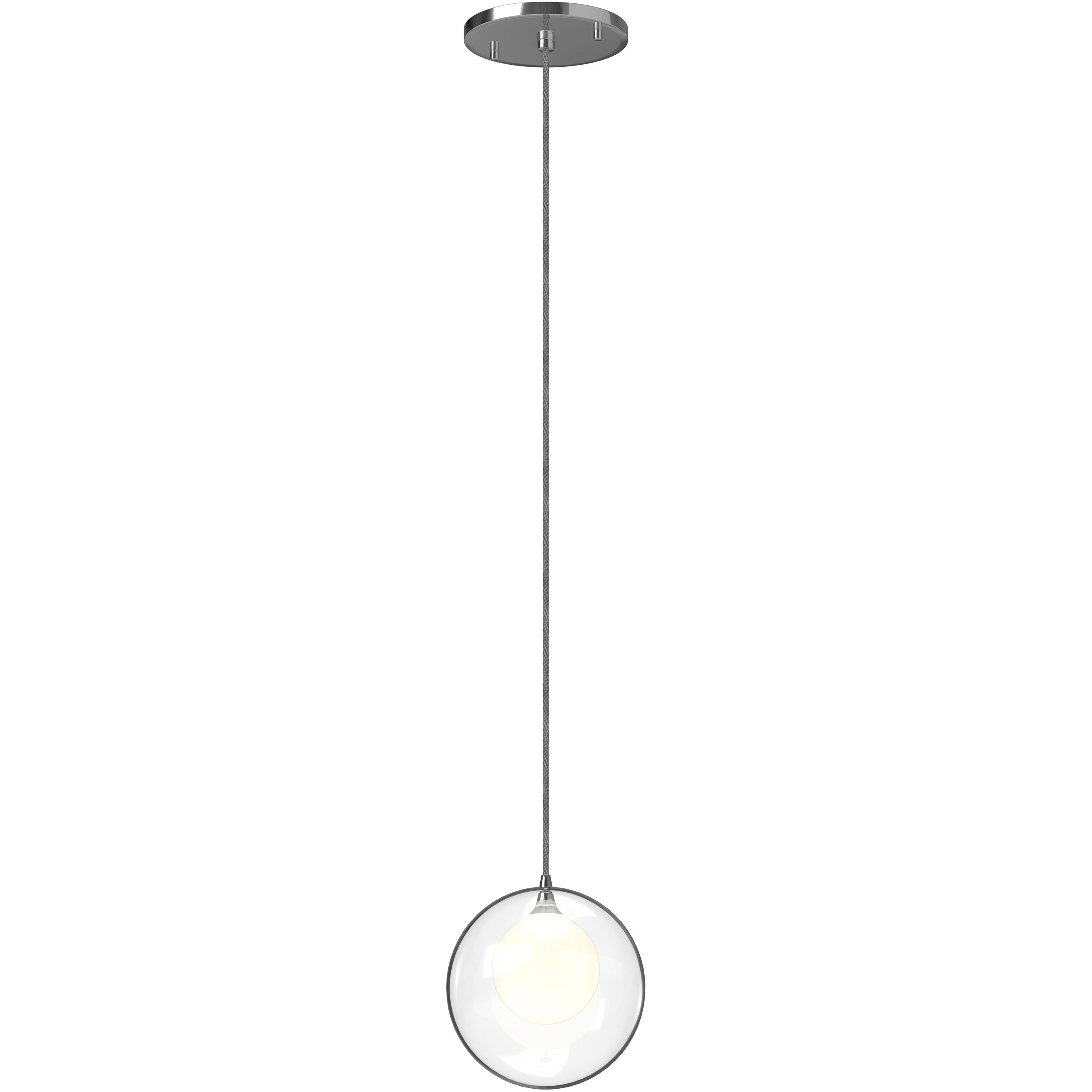 Bolla Pendant Ceiling Light in Chrome, Clear Glass Shade