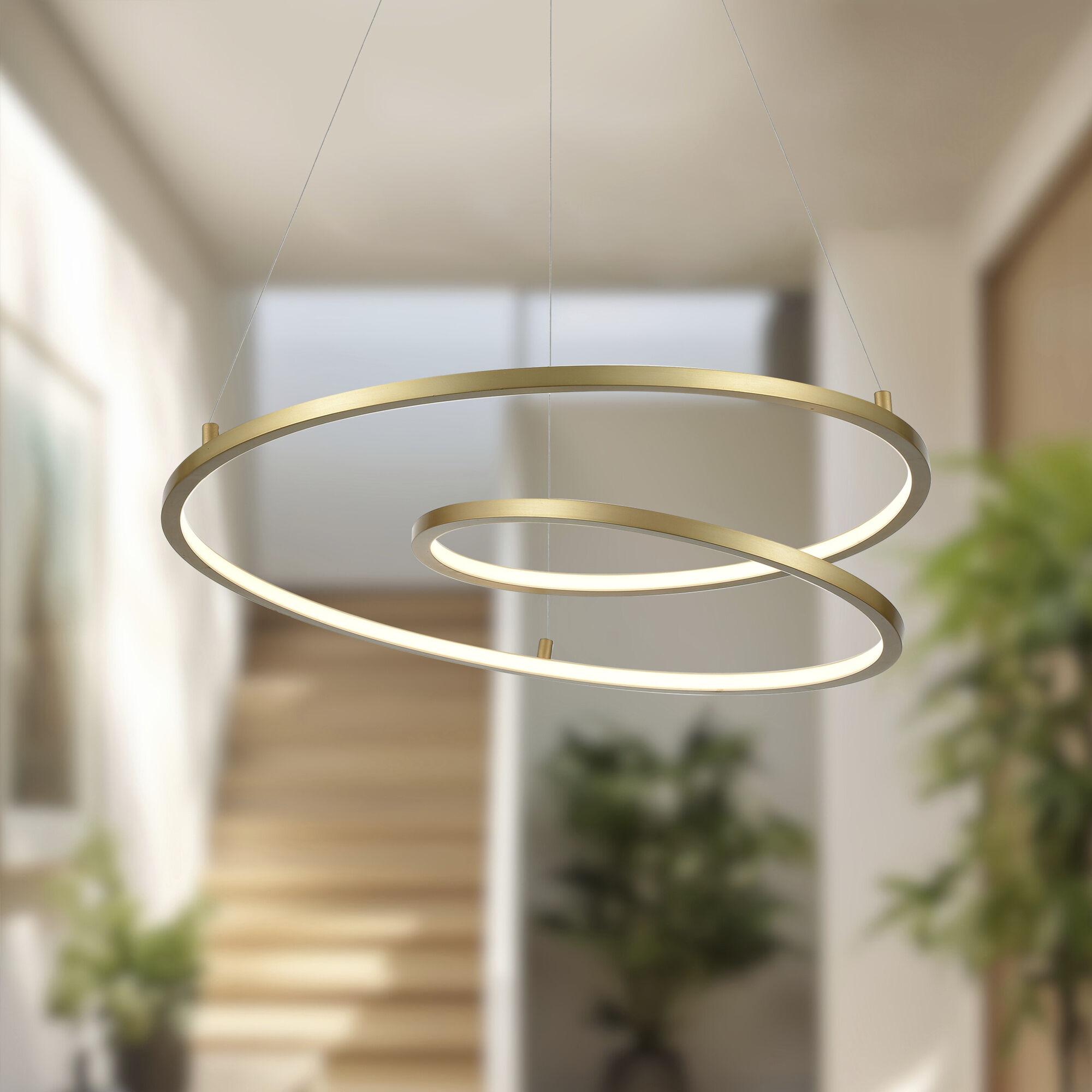 Twist Pendant Ceiling Light in Antique Brass
