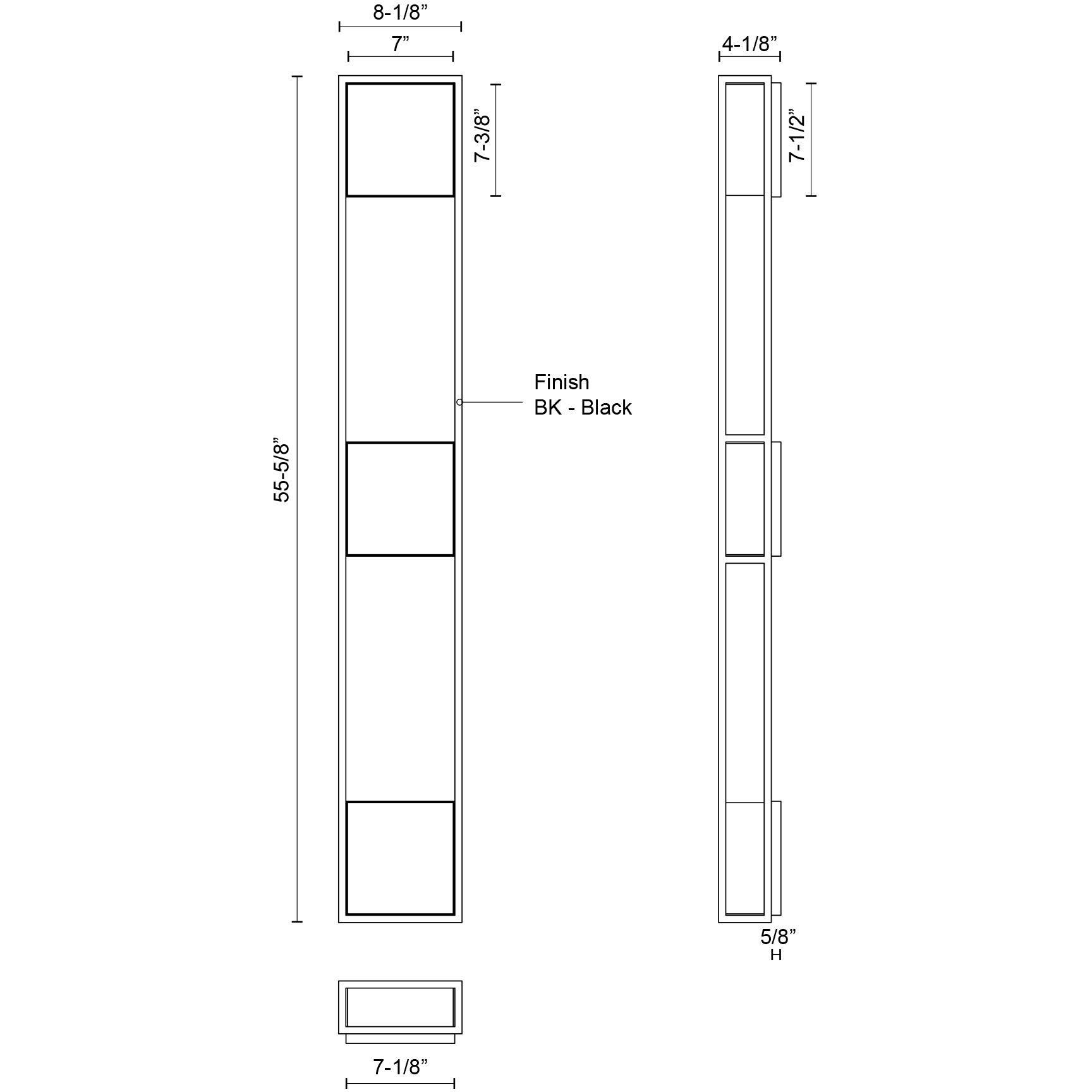 Vail LED 55.63 inch Black Exterior Wall Sconce