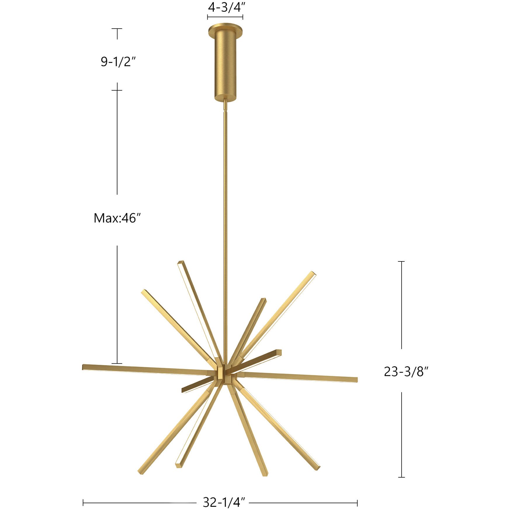 Sirius Minor LED 32.25 inch Brushed Gold Chandelier Ceiling Light
