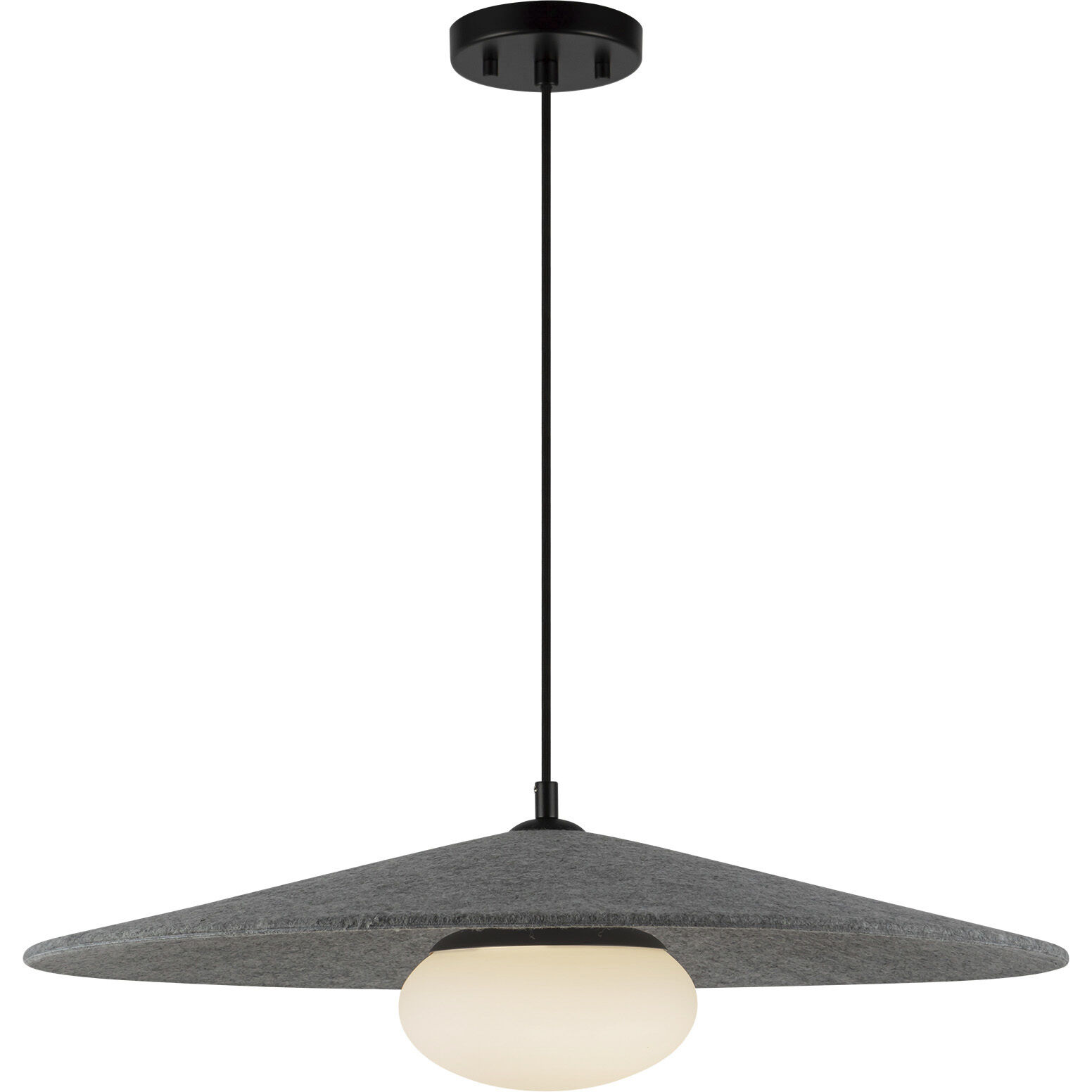 Cruz Pendant Ceiling Light in Felt - Gray, Felt Shade