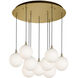 Bolla Multi Pendant Ceiling Light in Brushed Gold, Opal Glass