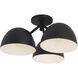 Fosso 3 Light 17 inch Black Semi-Flush Mount Ceiling Light