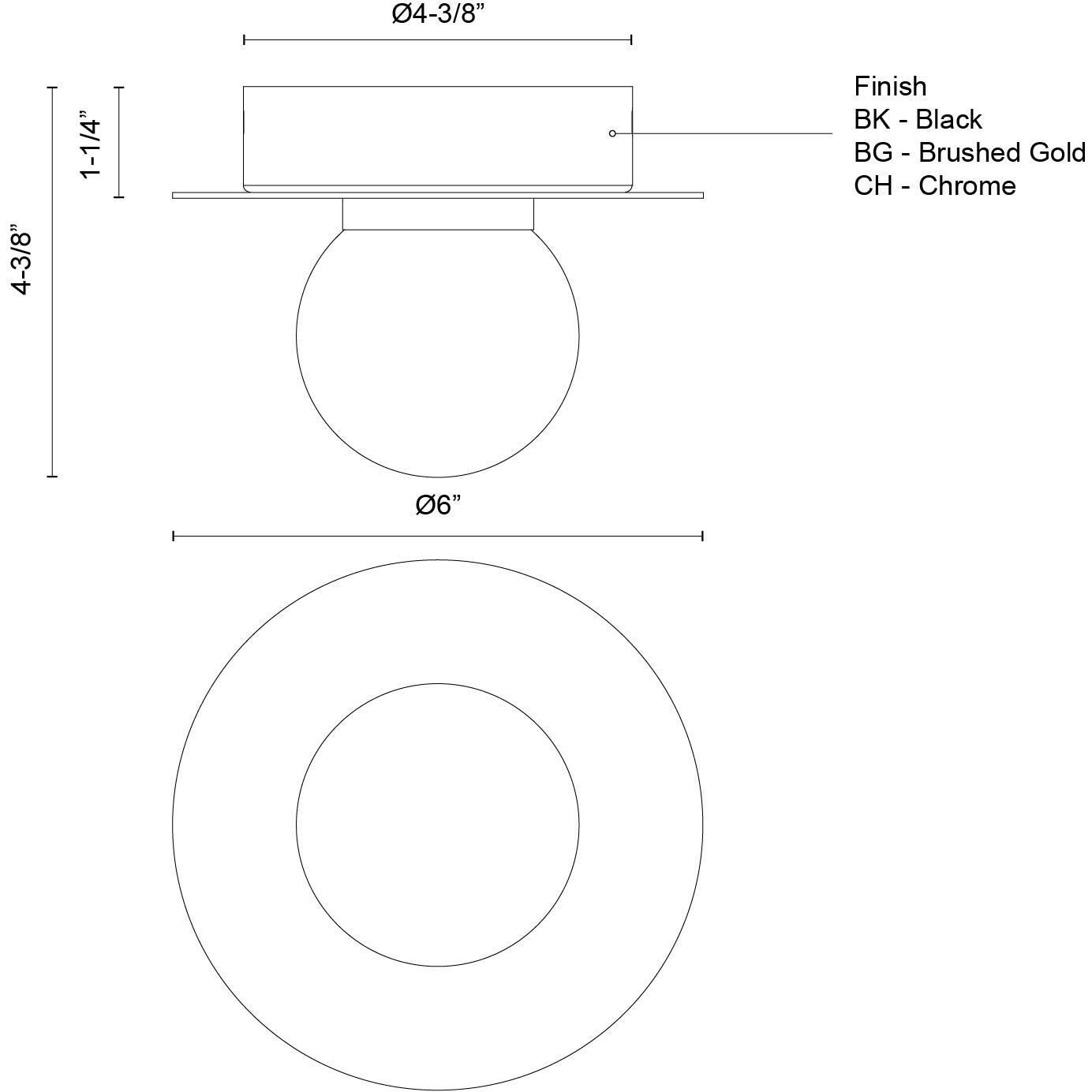 Elixir LED 6 inch Brushed Gold Flush Mount Ceiling Light
