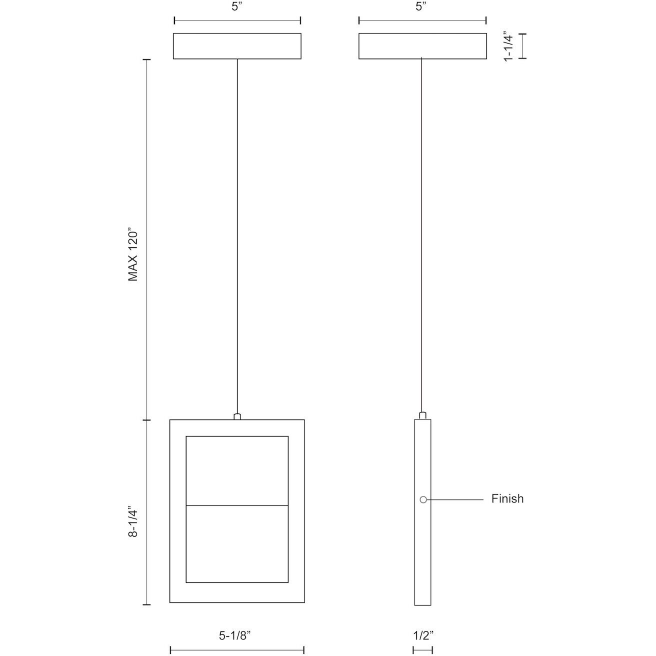 Ratio LED 1 inch Brass Pendant Ceiling Light in Brushed Brass