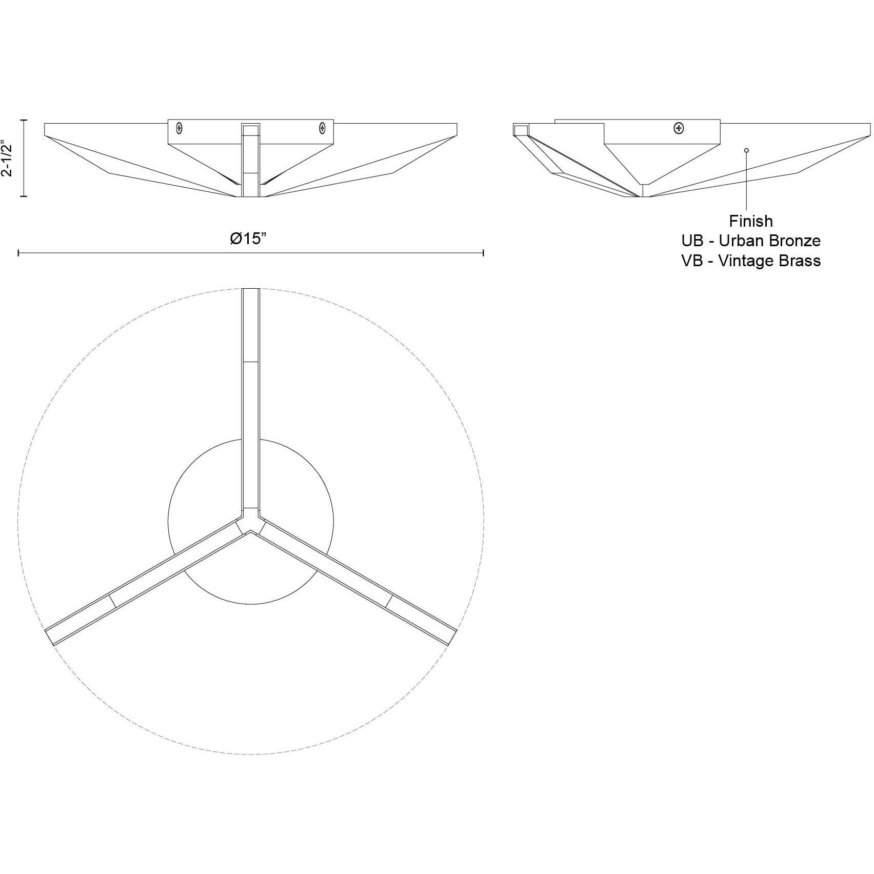 Tachi LED 15 inch Urban Bronze Flush Mount Ceiling Light