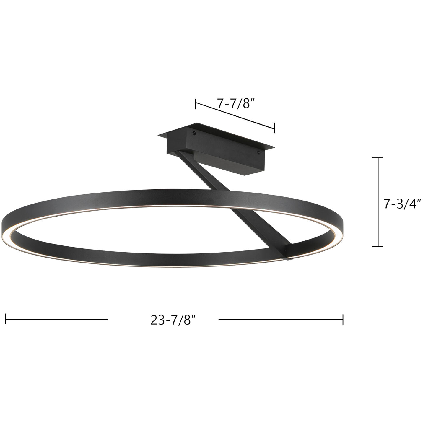 Roda LED 23.63 inch Black Semi-Flush Mount Ceiling Light