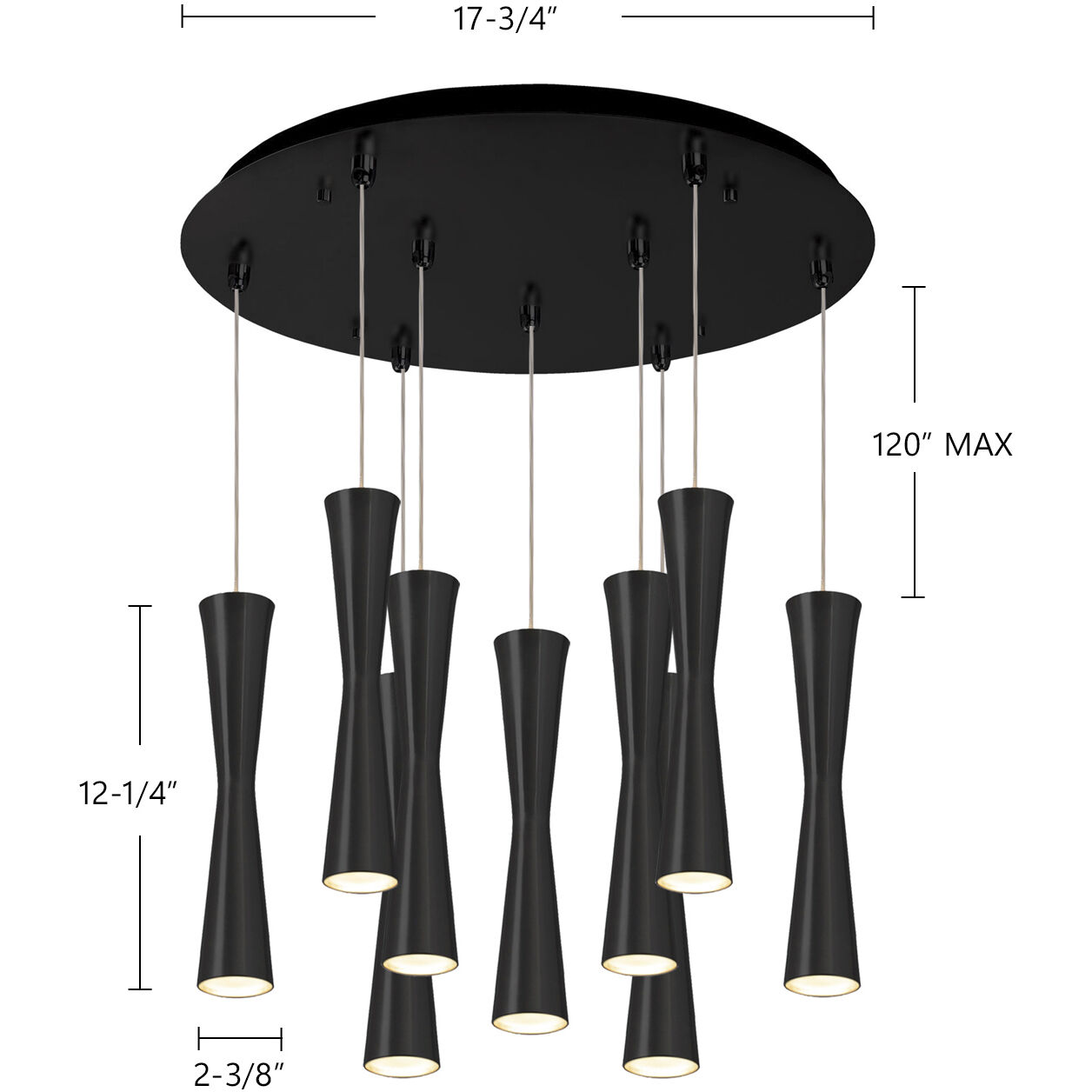 Robson Multi Pendant Ceiling Light in Black