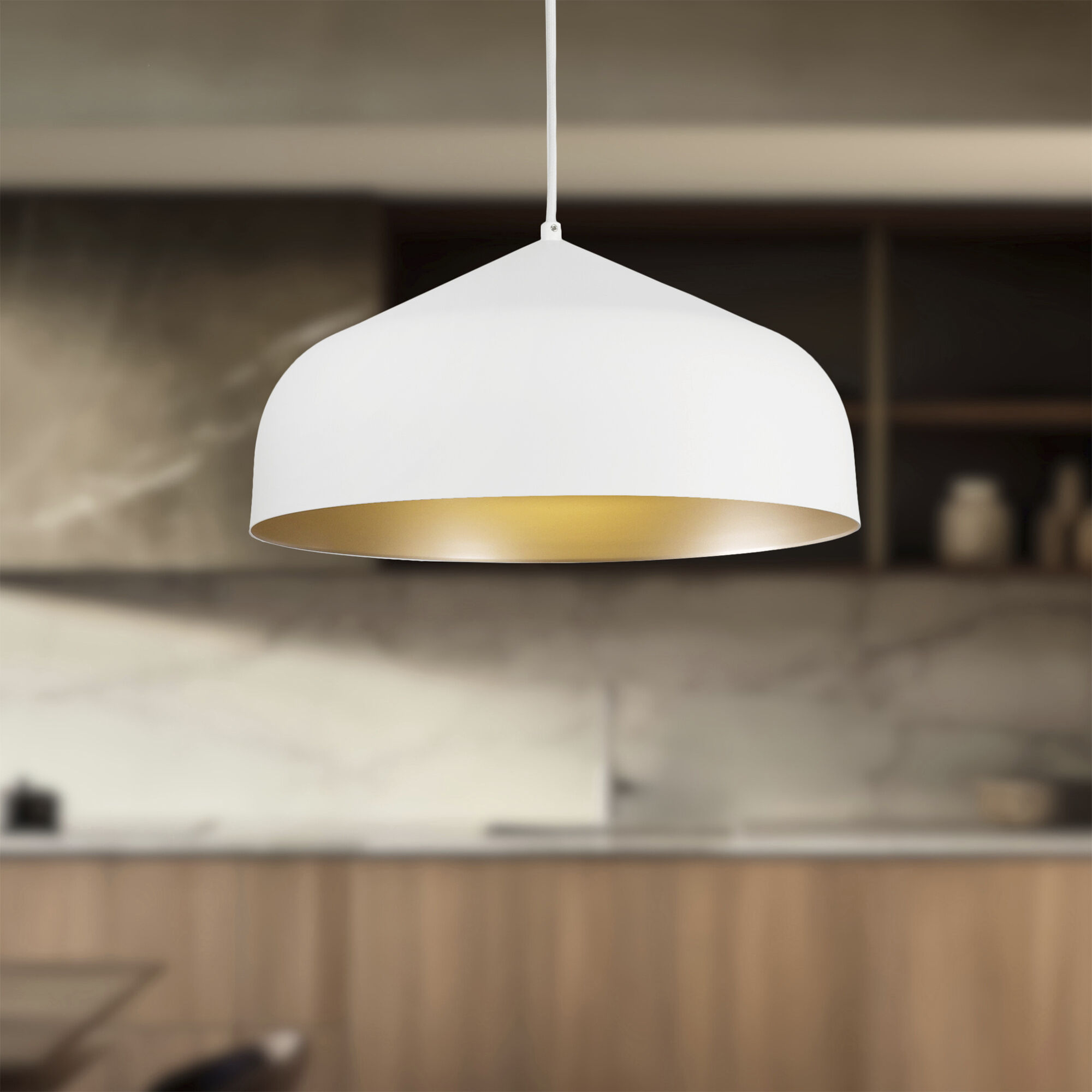 Helena Pendant Ceiling Light in White and Gold