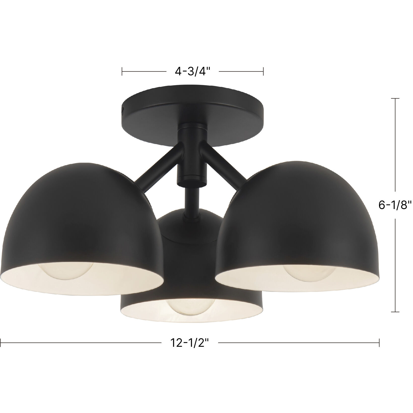 Fosso 3 Light 12.5 inch Brushed Gold Semi-Flush Mount Ceiling Light