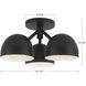 Fosso 3 Light 12.5 inch Brushed Gold Semi-Flush Mount Ceiling Light
