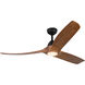 Baylor 60 inch Matte Black and Natural Wood Ceiling Fan