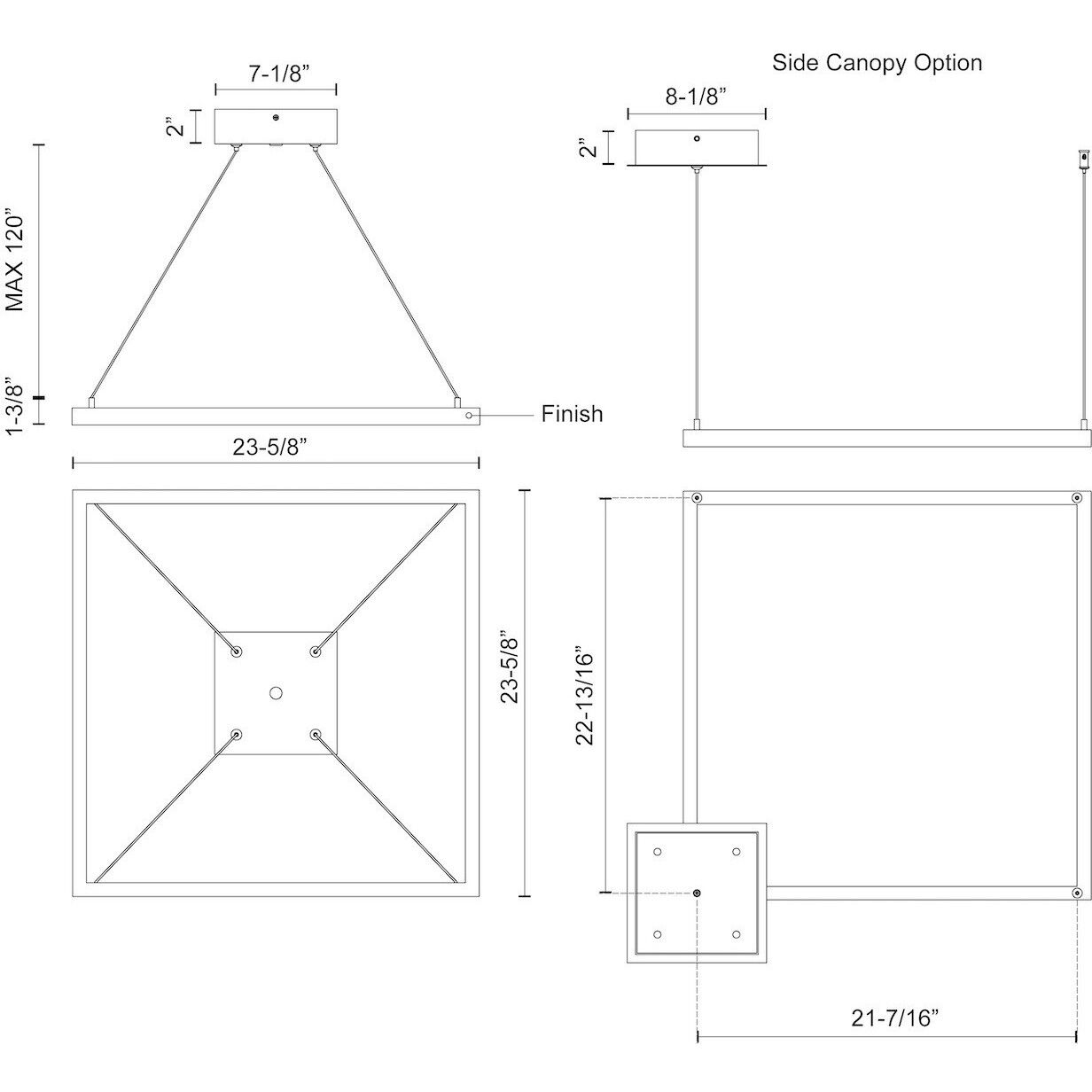 Piazza Pendant Ceiling Light in White