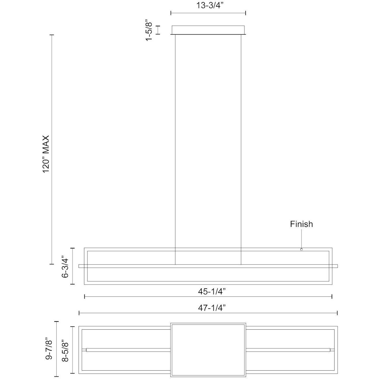 Mondrian LED 47.25 inch Black Linear Pendant Ceiling Light
