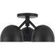 Fosso 3 Light 12.5 inch Black Semi-Flush Mount Ceiling Light