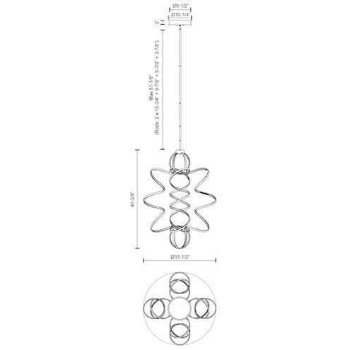 Synergy LED 31.5 inch Antique Silver Chandelier Ceiling Light