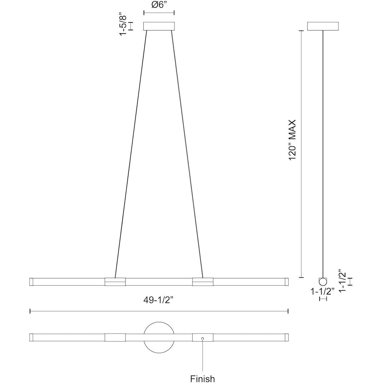 Akari LED 49.5 inch Brushed Nickel Linear Pendant Ceiling Light