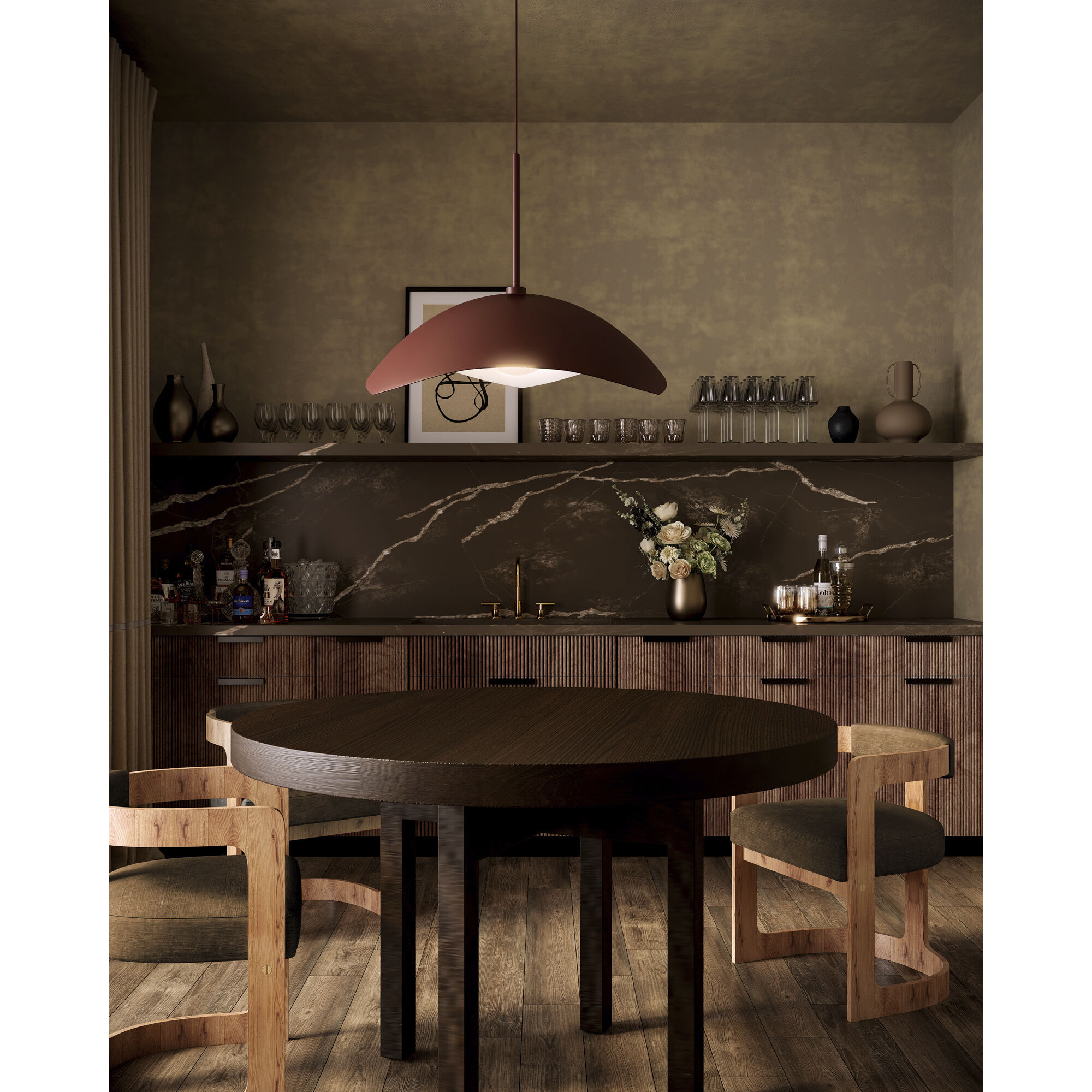 Kirby Pendant Ceiling Light in Burgundy