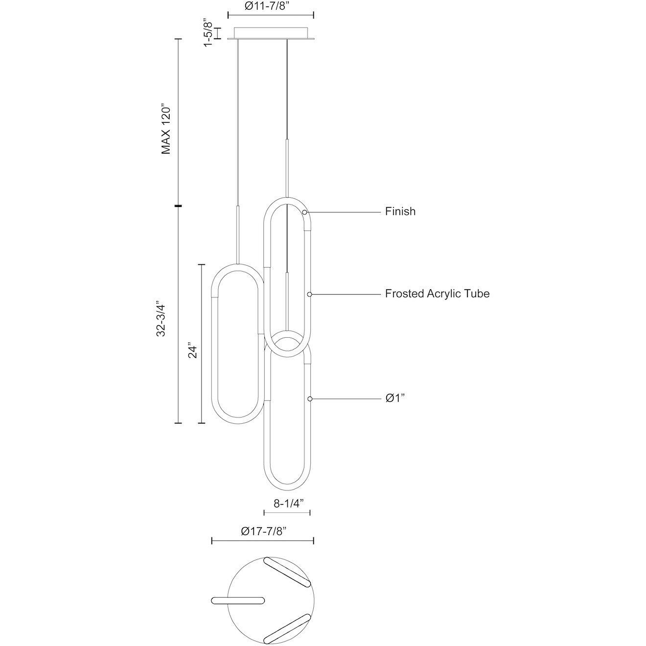 Huron Multi Pendant Ceiling Light in Brushed Gold