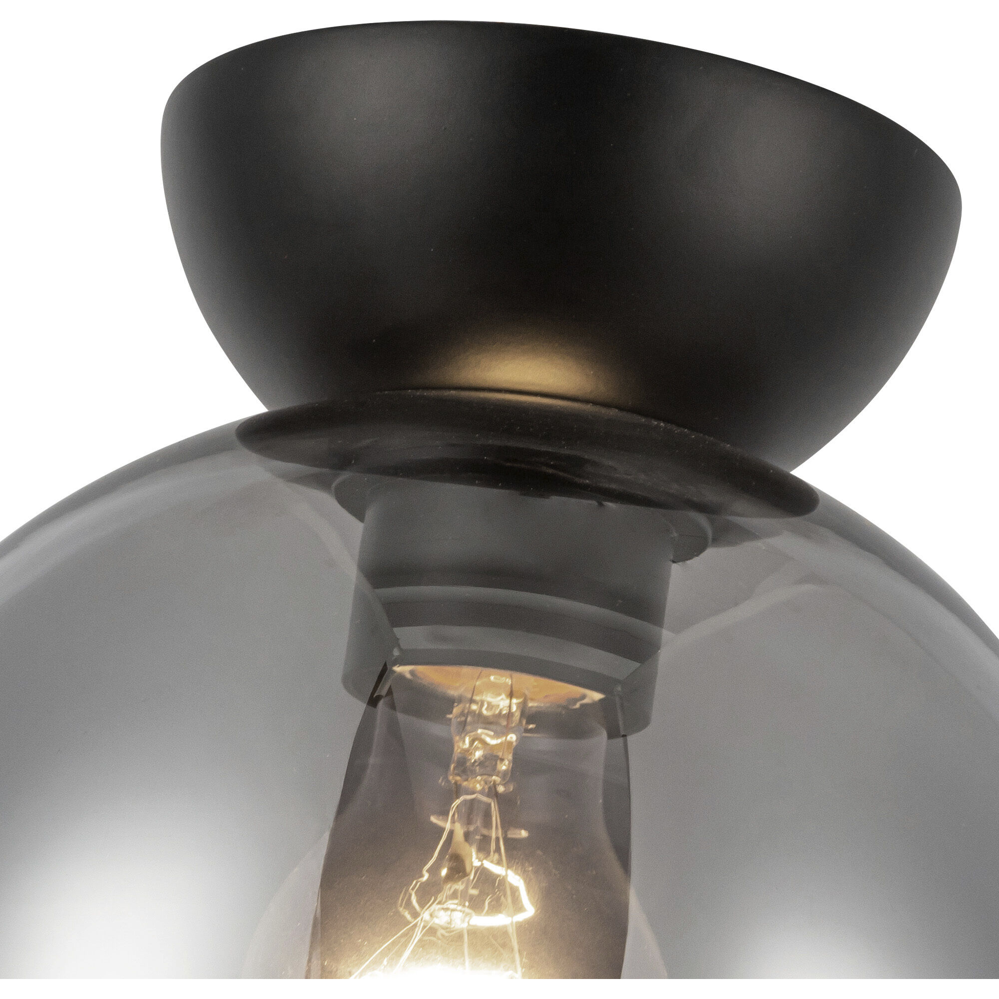 Arcadia 1 Light 7.88 inch Black/Smoked Semi-Flush Mount Ceiling Light in Smoked Glass