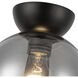 Arcadia 1 Light 7.88 inch Black/Smoked Semi-Flush Mount Ceiling Light in Smoked Glass
