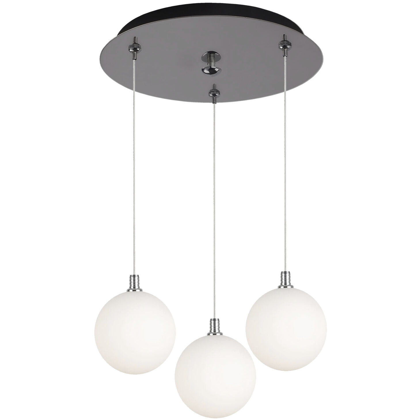 Bolla Multi Pendant Ceiling Light in Chrome, Opal Glass