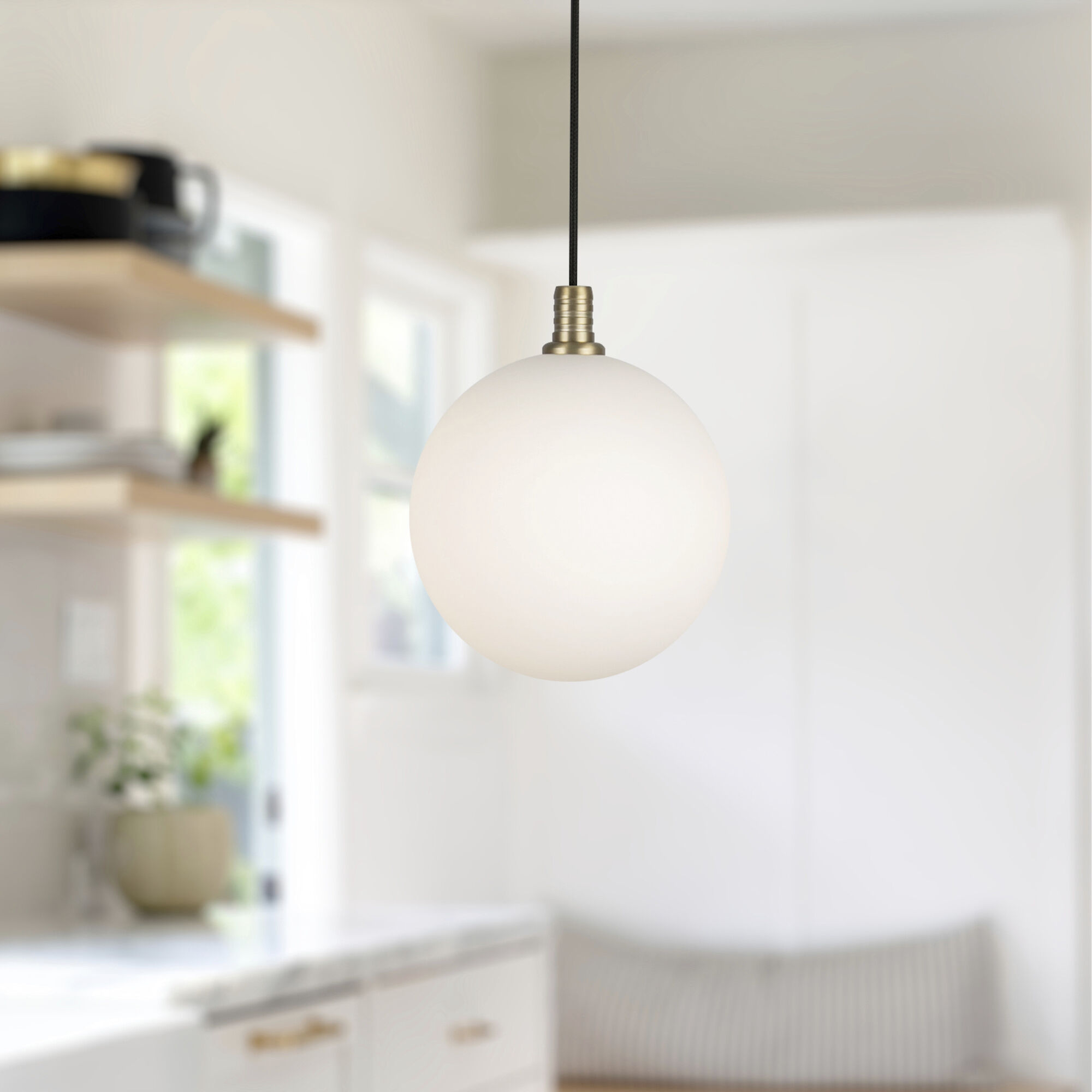 Bolla LED 5.5 inch Brushed Gold/Opal Glass Pendant Ceiling Light in Matte Opal Glass