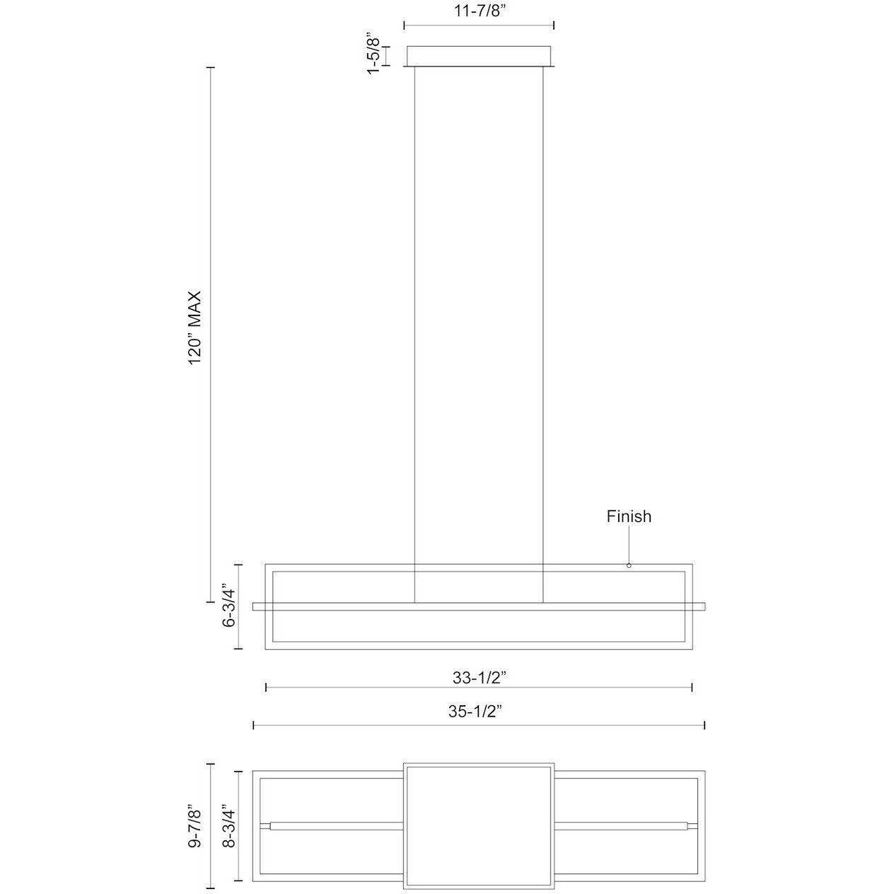 Mondrian LED 35.5 inch Brushed Nickel Linear Pendant Ceiling Light