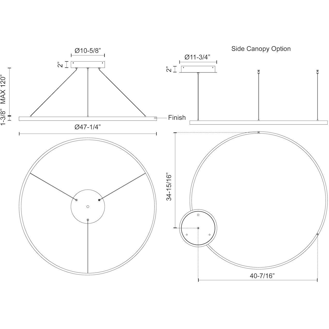 Cerchio LED 47.25 inch Brushed Gold Pendant Ceiling Light