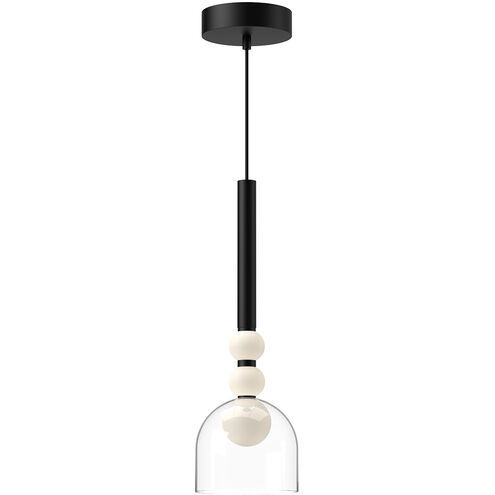 Rise LED 5.63 inch Black Pendant Ceiling Light in Black and Clear