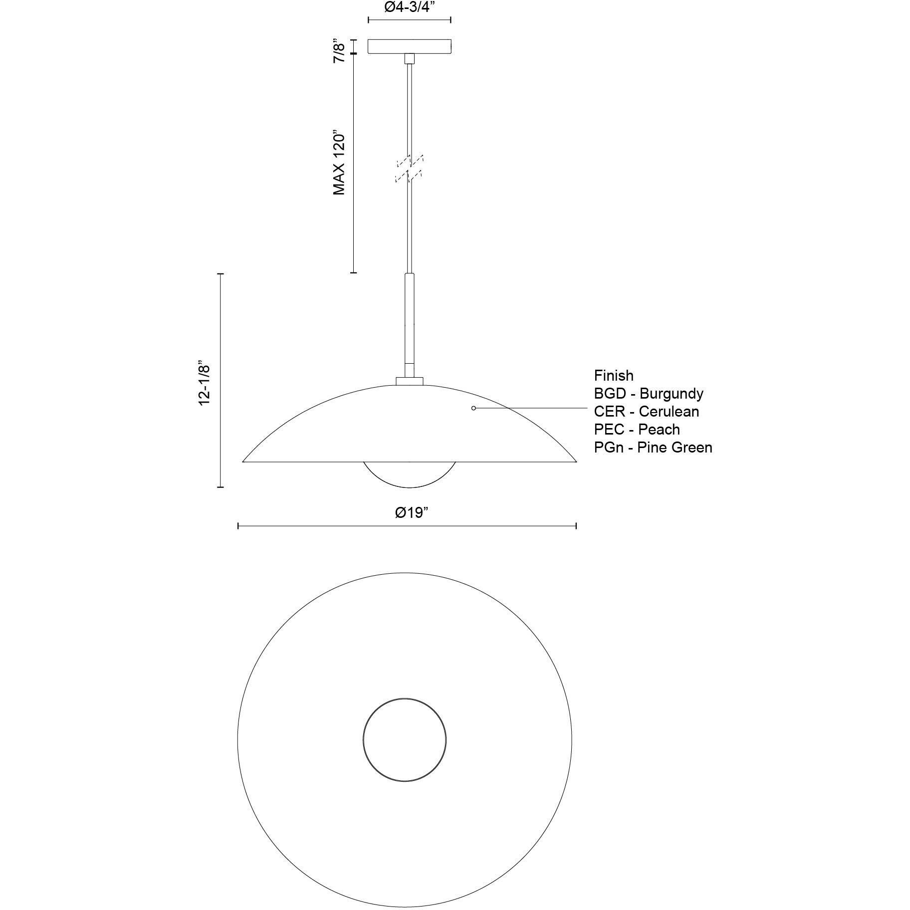 Regent Pendant Ceiling Light in Cerulean