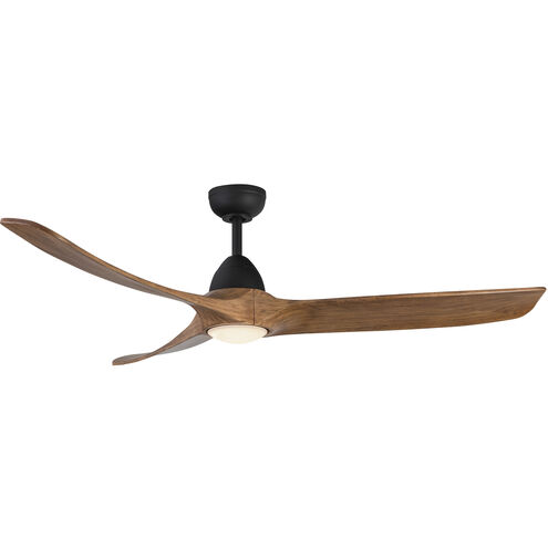 Baylor 60 inch Matte Black and Natural Wood Ceiling Fan