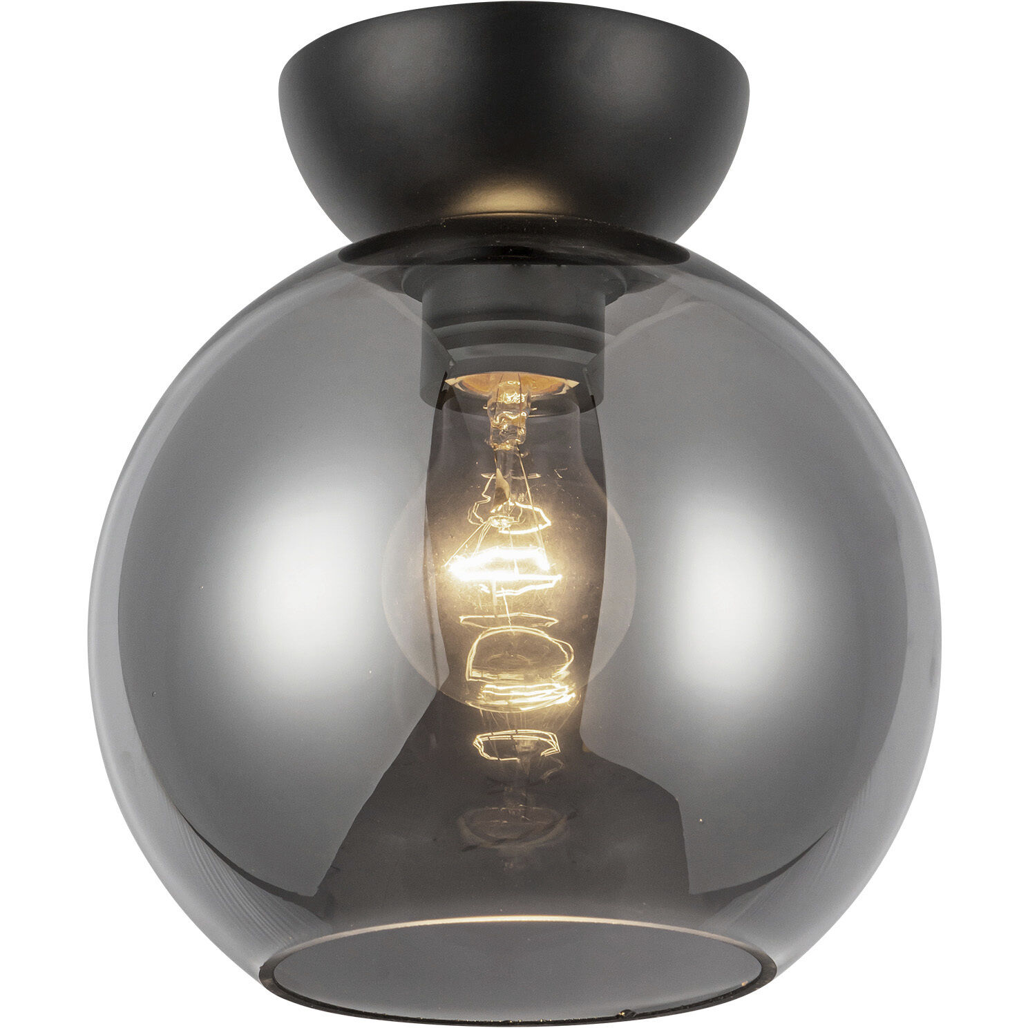 Arcadia 1 Light 7.88 inch Black/Smoked Semi-Flush Mount Ceiling Light in Smoked Glass