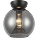 Arcadia 1 Light 7.88 inch Black/Smoked Semi-Flush Mount Ceiling Light in Smoked Glass