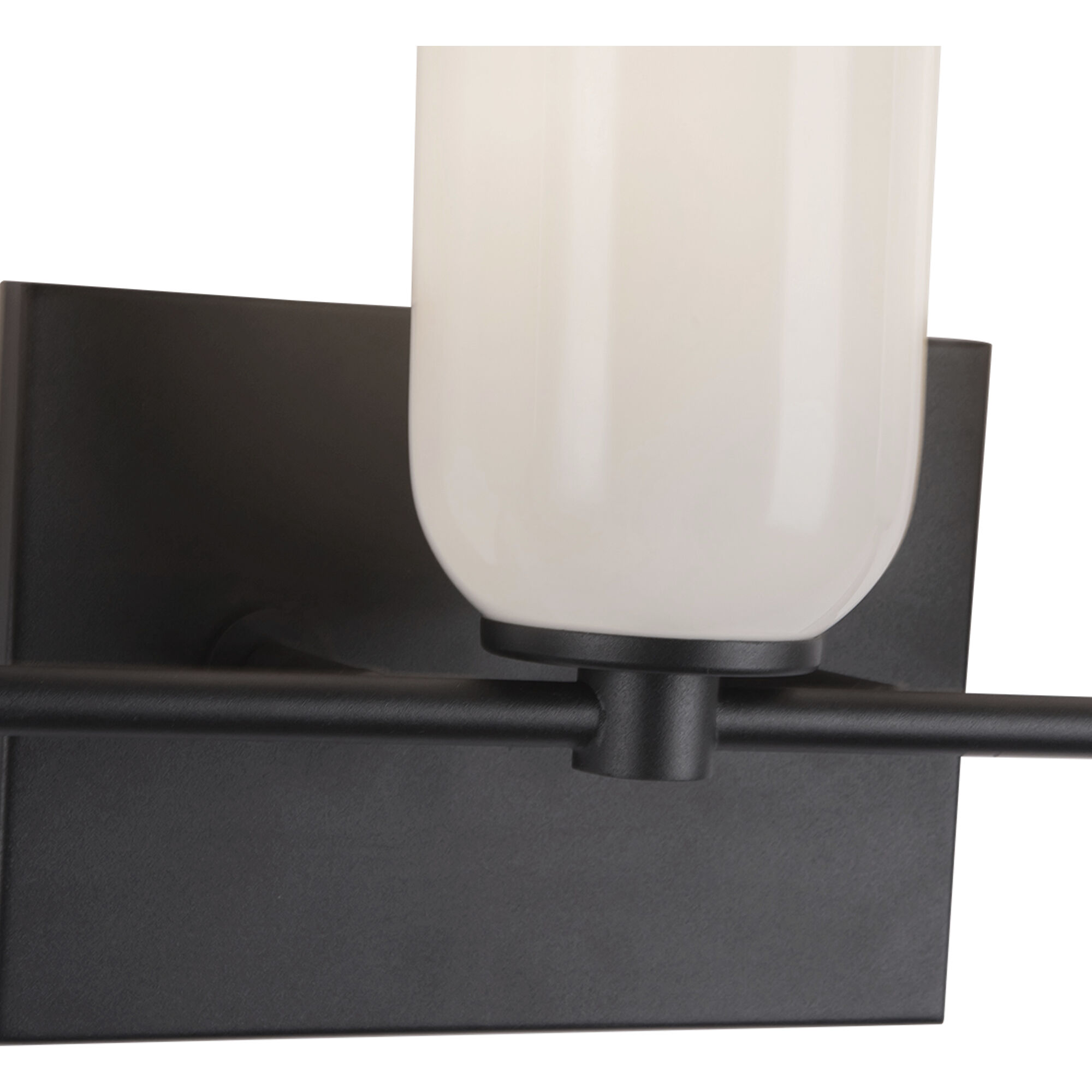 Nola Bath Vanity Light Wall Light in Black, Glossy Opal Glass Shade