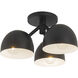 Fosso 3 Light 12.5 inch Black Semi-Flush Mount Ceiling Light