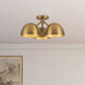 Fosso 3 Light 17 inch Brushed Gold Semi-Flush Mount Ceiling Light