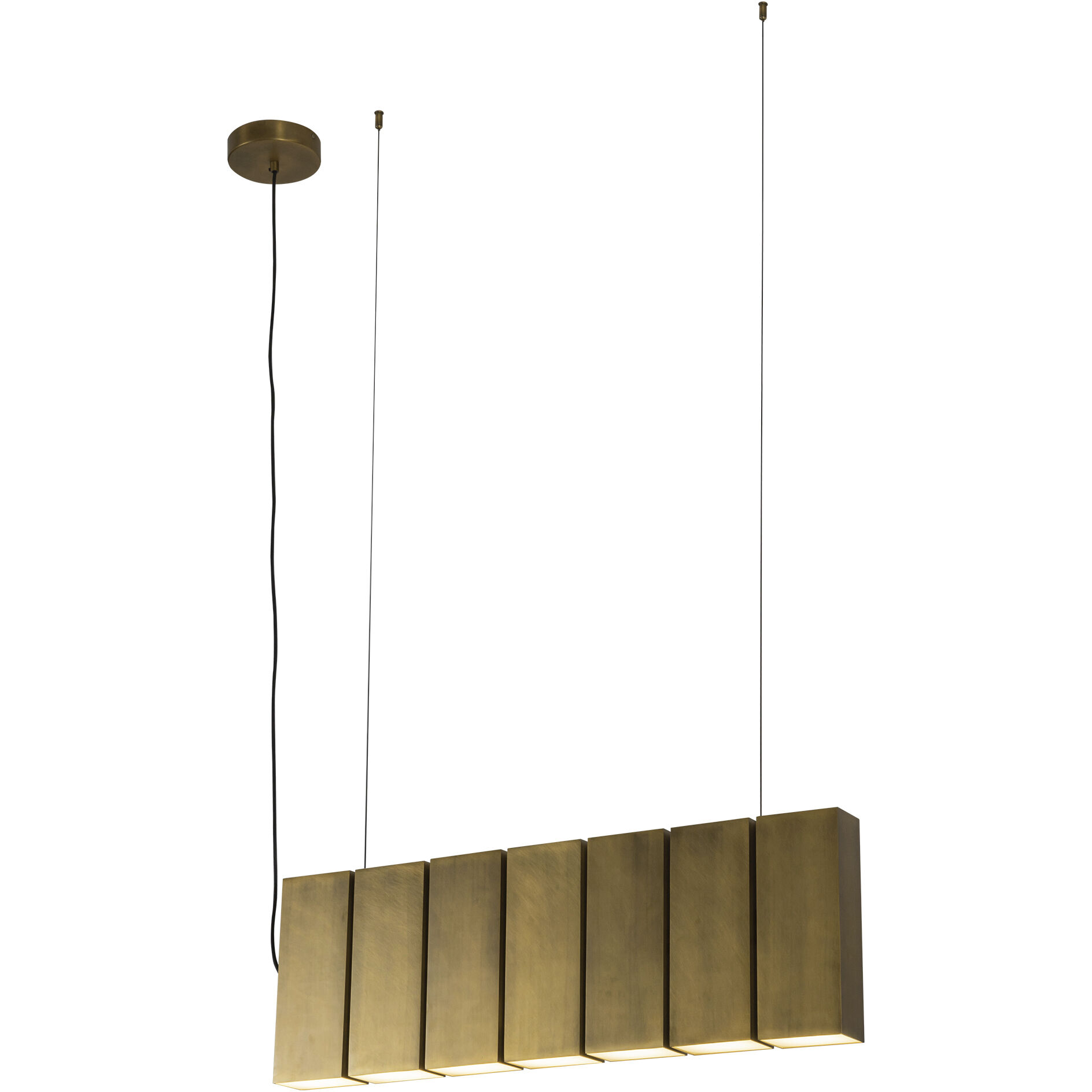 Domino LED 35.5 inch Vintage Brass Linear Pendant Ceiling Light