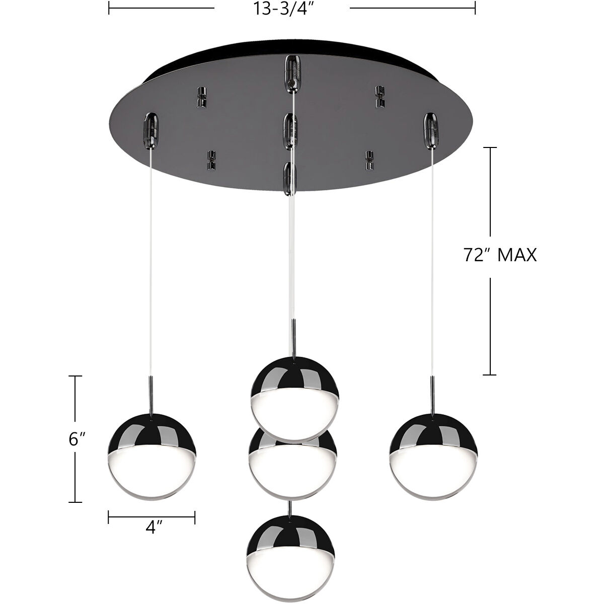 Pluto Multi Pendant Ceiling Light in Chrome
