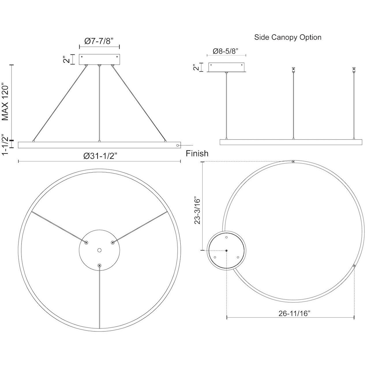 Cerchio LED 31.5 inch Brushed Gold Pendant Ceiling Light in 120-volt