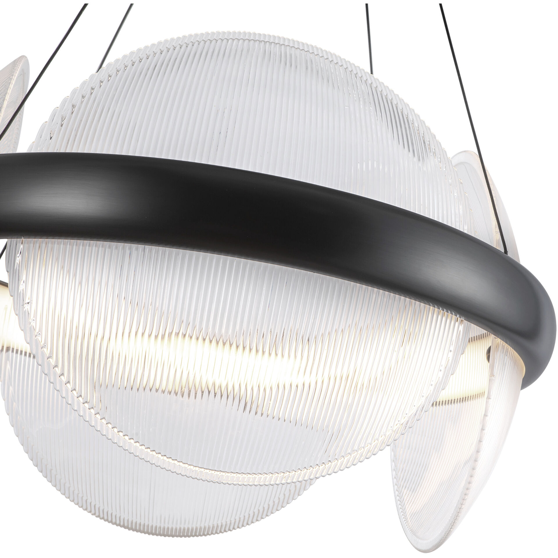 Taurus LED 22.13 inch Urban Bronze/Clear Ribbed Glass Chandelier Ceiling Light