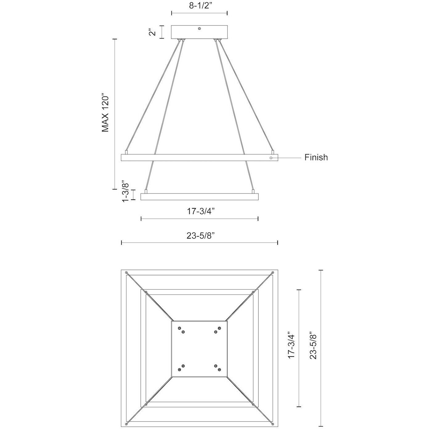 Piazza LED 23.63 inch White Chandelier Ceiling Light