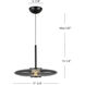 Kyoto LED 17.75 inch Black/Smoked Glass Pendant Ceiling Light