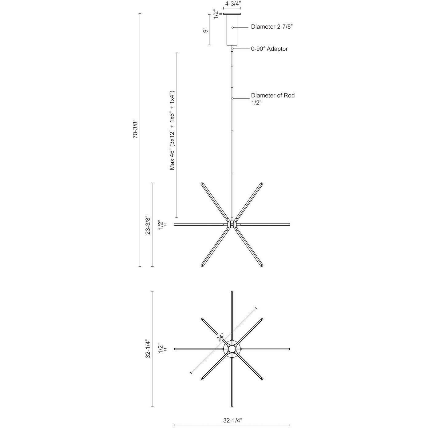Sirius Minor LED 32.25 inch Brushed Gold Chandelier Ceiling Light