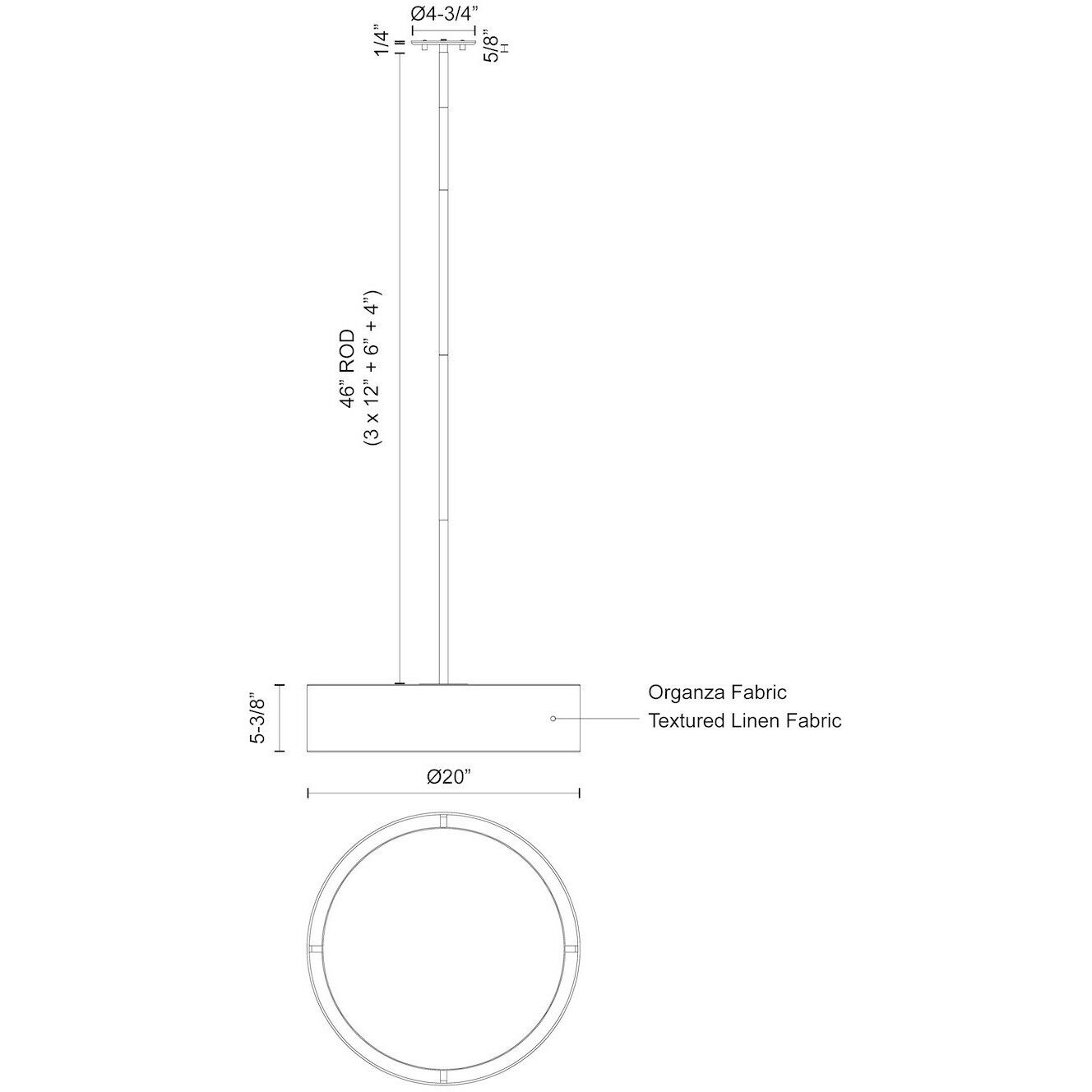 Dalton Pendant Ceiling Light in Gray, Textured Linen Shade