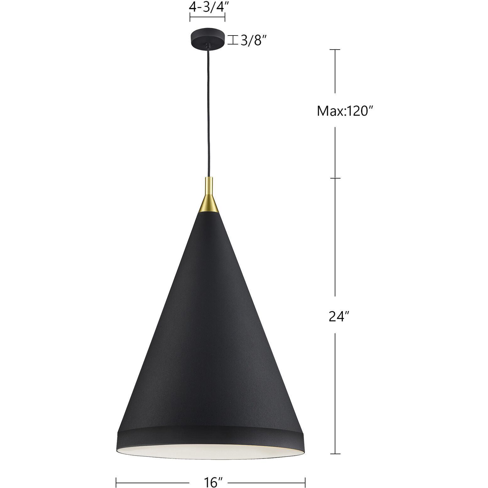 Dorothy Pendant Ceiling Light in Brushed Nickel with Black Detail