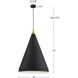 Dorothy Pendant Ceiling Light in Brushed Nickel with Black Detail